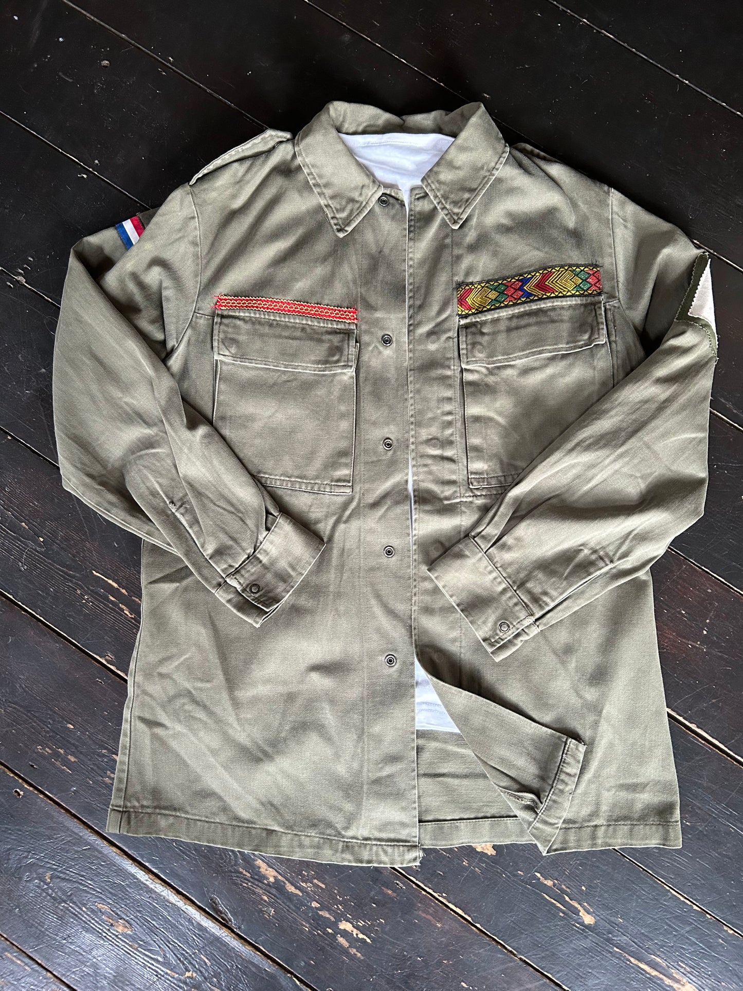 REWORKED YELLOW FLOWER MILITARY ARMY JACKET M/L