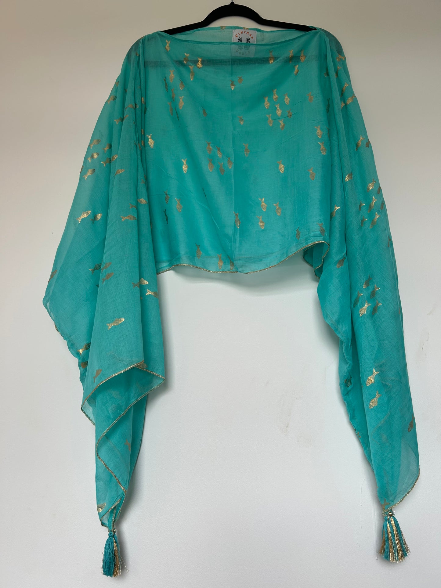 TURQUOISE GOLD FISH TASSEL TOP