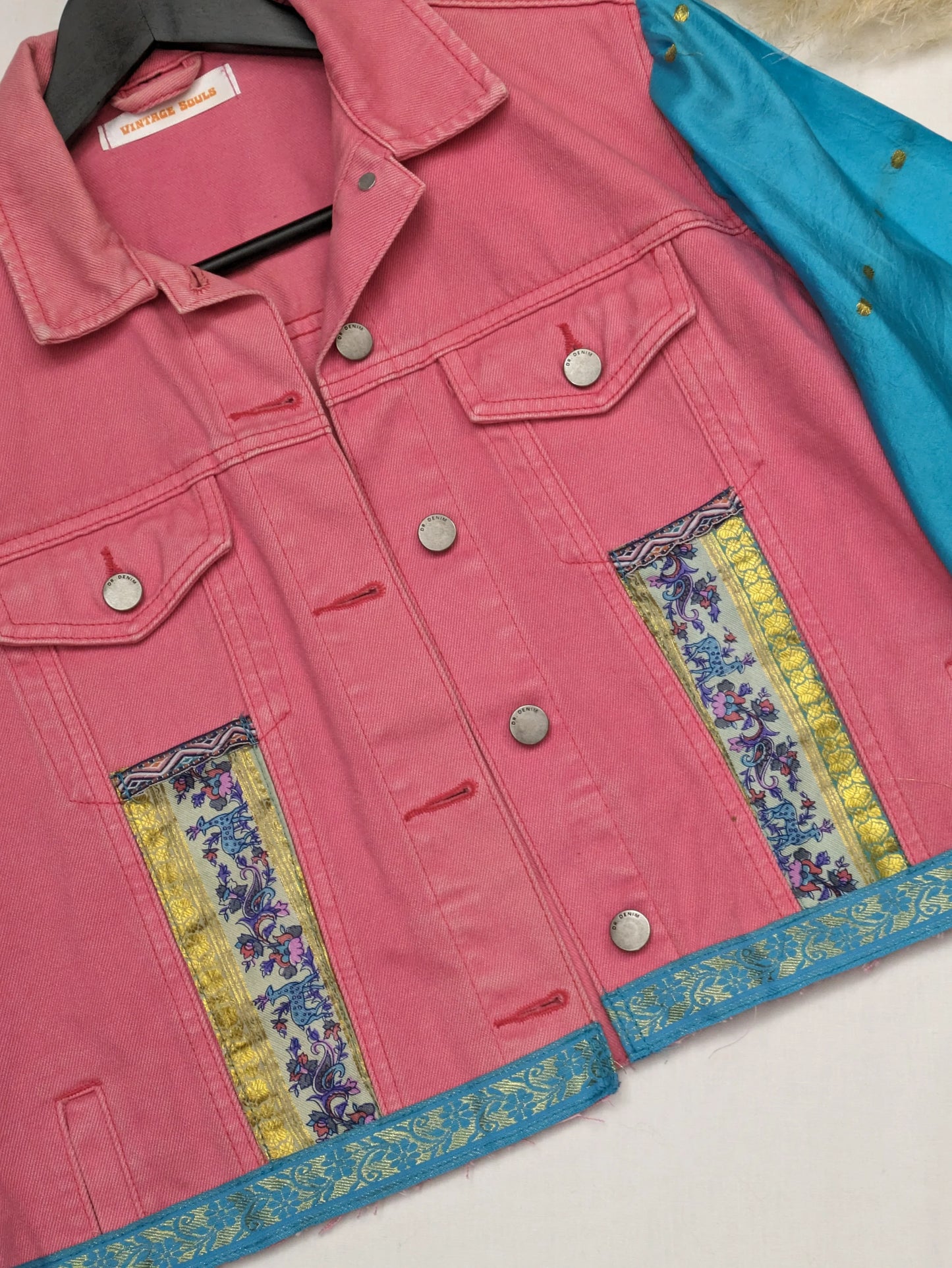 REWORKED PINK ELEPHANT DENIM JACKET M/L
