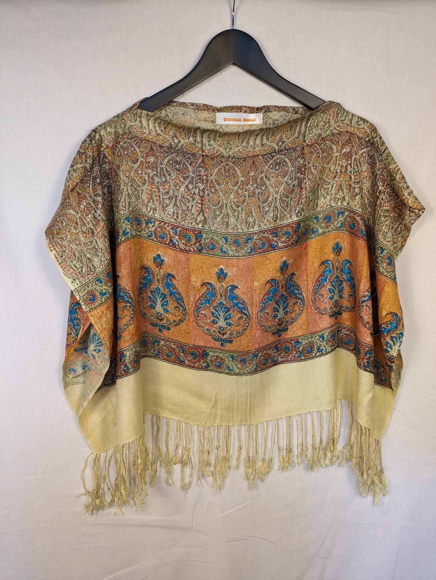 EARTH ORANGE TASSEL PASHMINA SCARF TOP