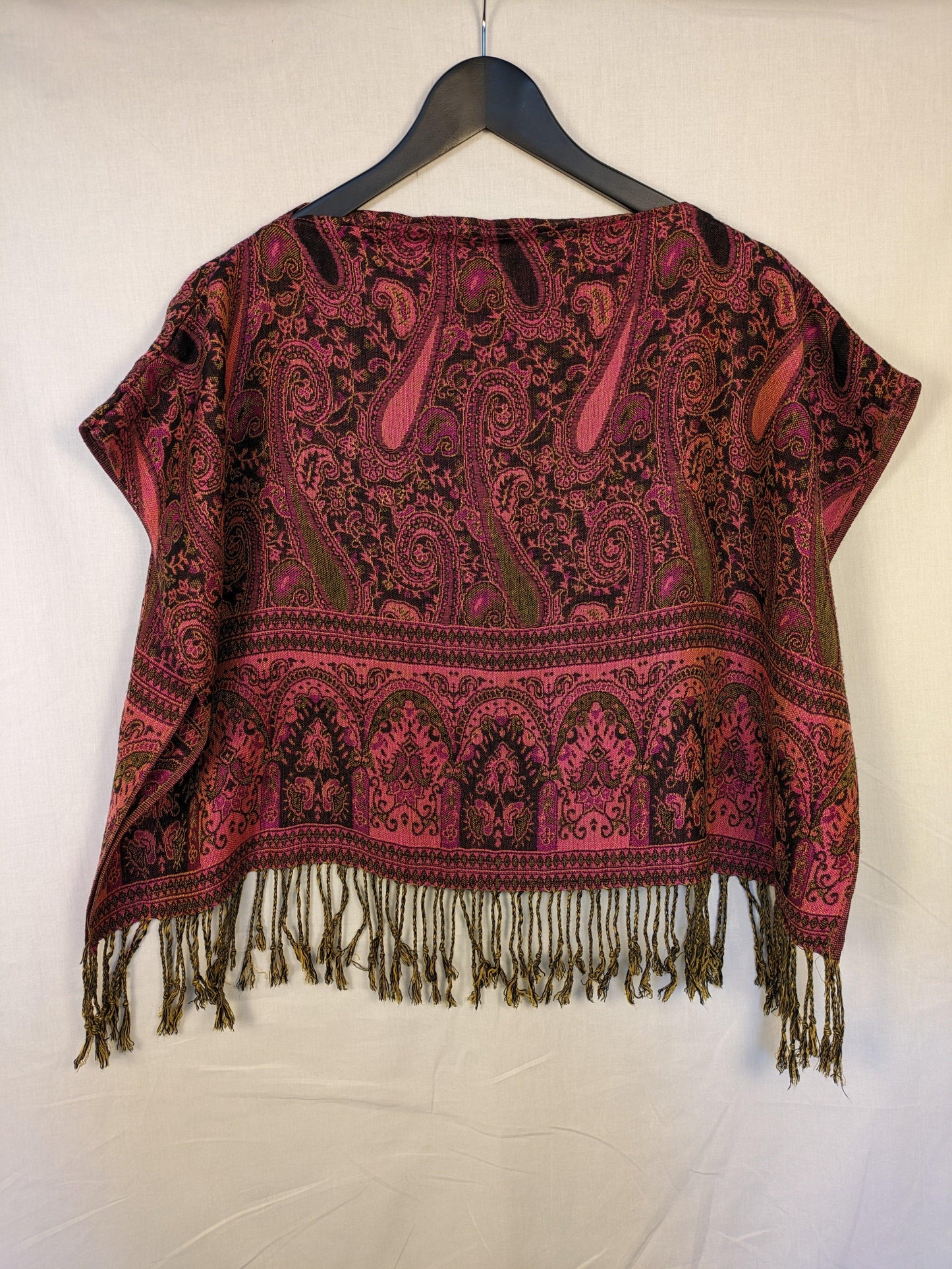 PINK PAISLEY TASSEL PASHMINA SCARF TOP