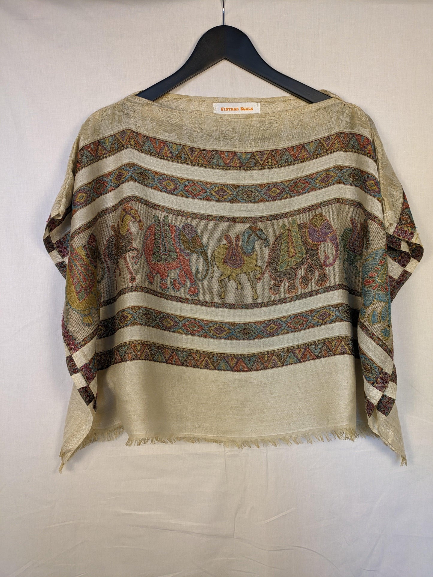 ELEPHANT TASSEL PASHMINA SCARF TOP