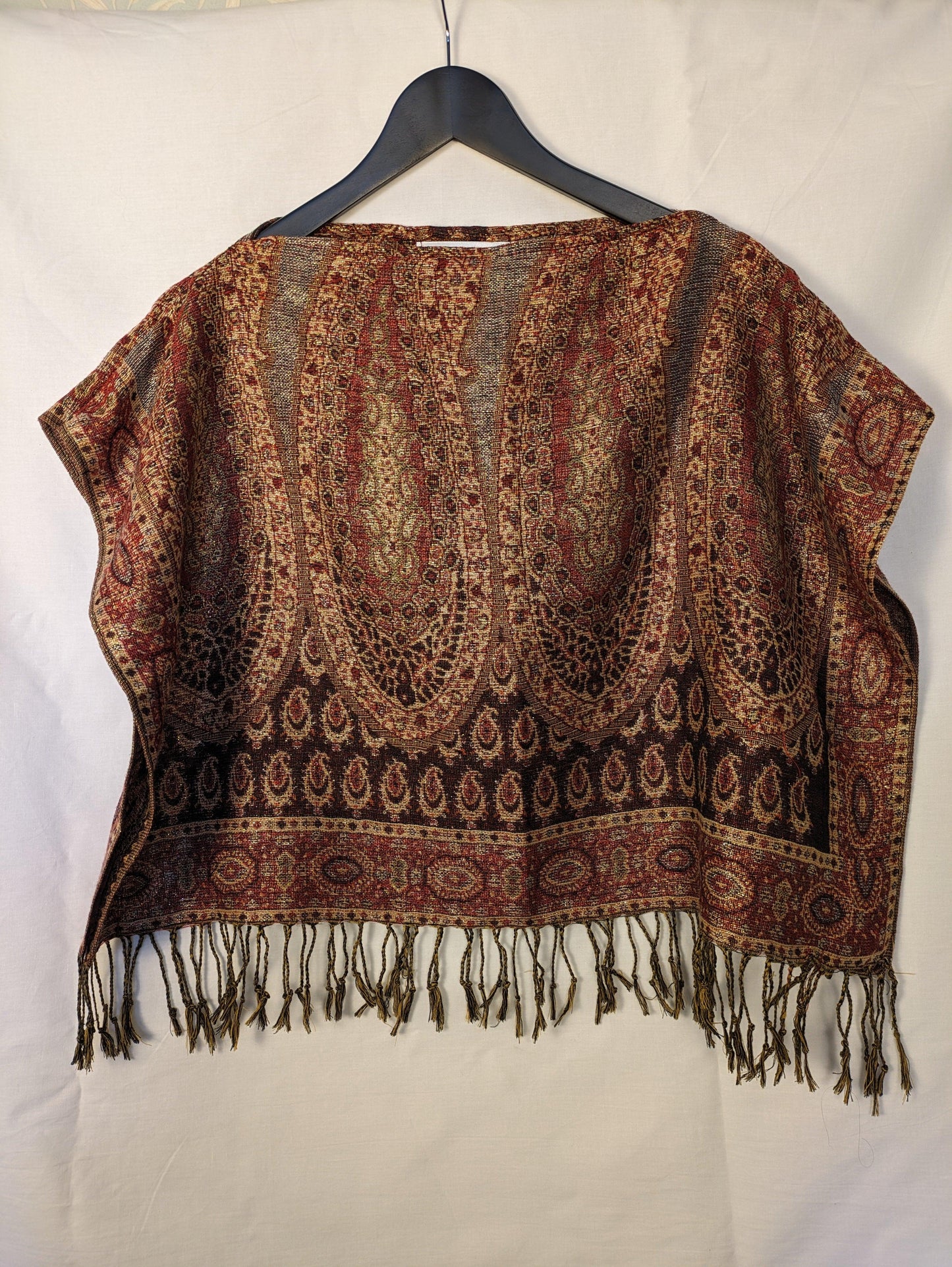 BRONZE GOLD TASSEL PASHMINA SCARF TOP