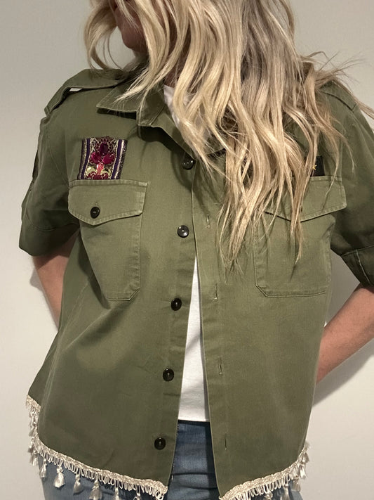 Jewel Tassel Army Shirt M