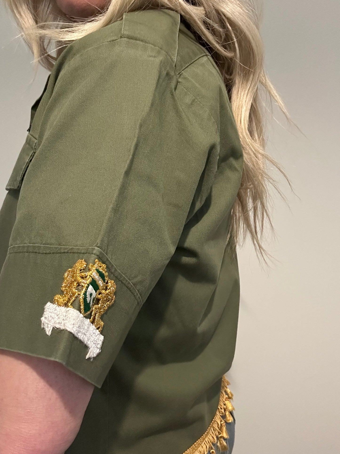Gold Tassel Diamante Star Army Shirt M