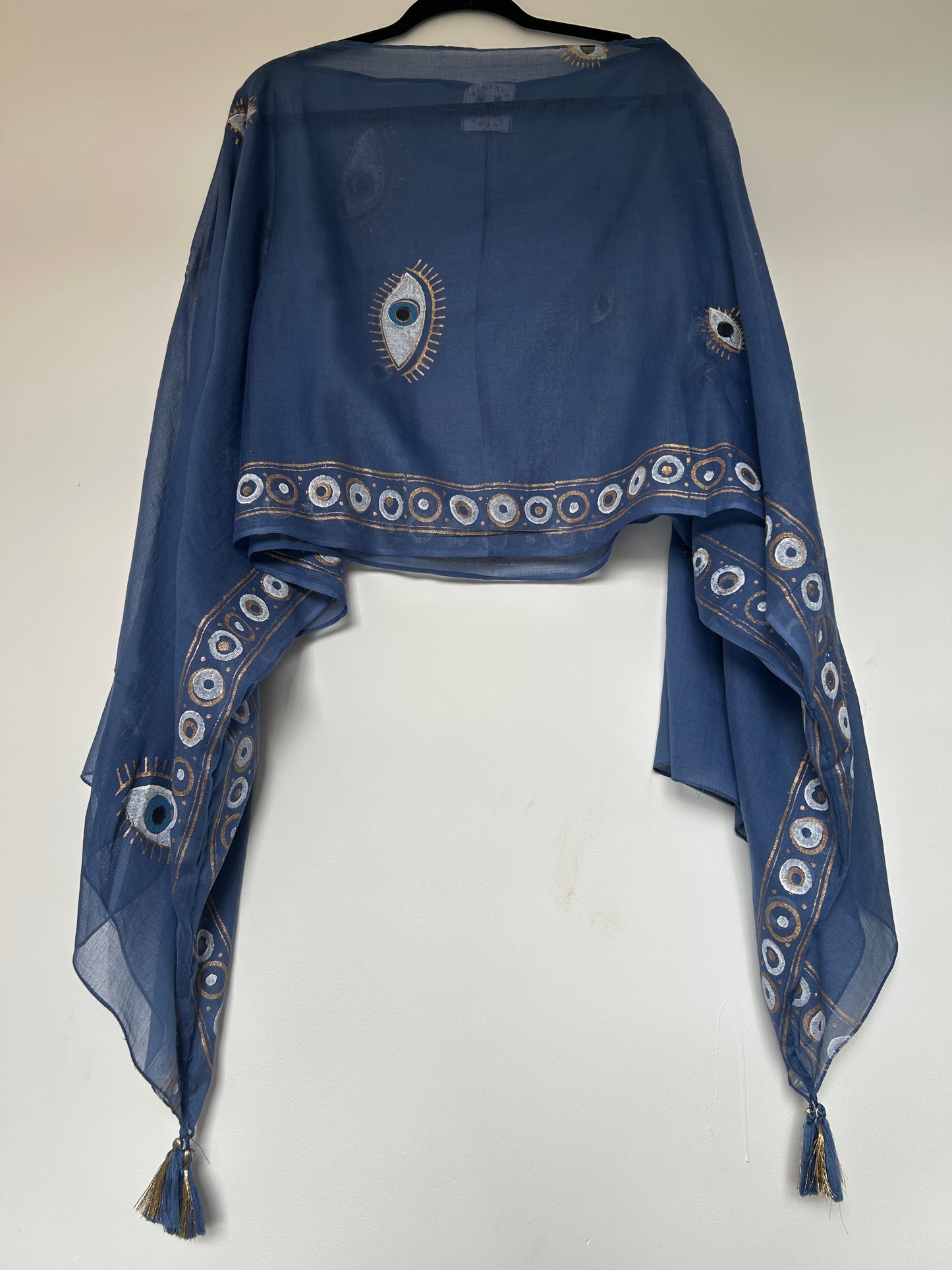BLUE GOLD EGYPTIAN EYE TASSEL TOP