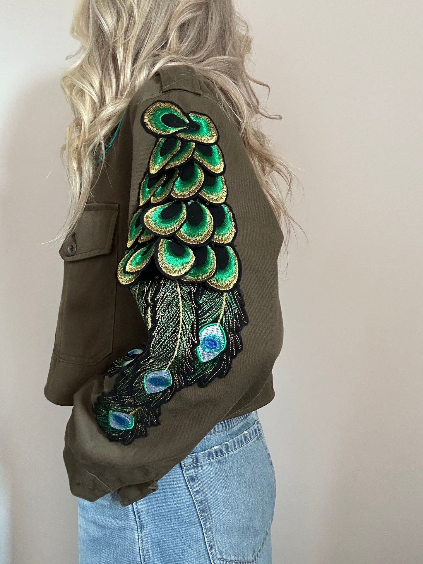 PINK FLOWER PEACOCK UTILITY JACKET M/L