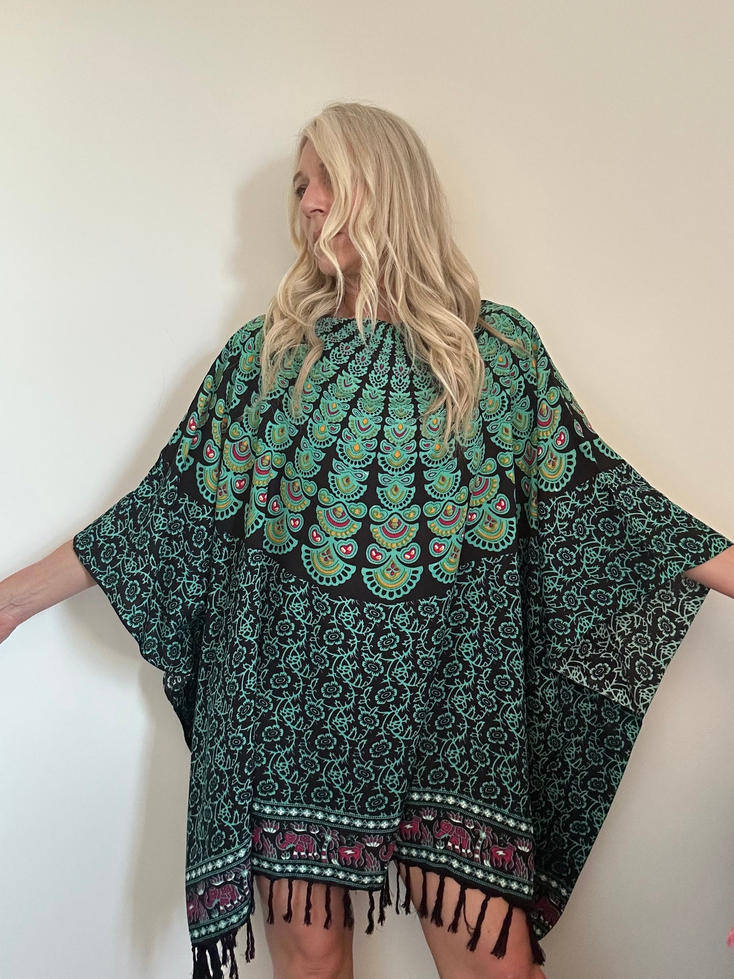 BALI BATWING KAFTAN - NAVY MINT