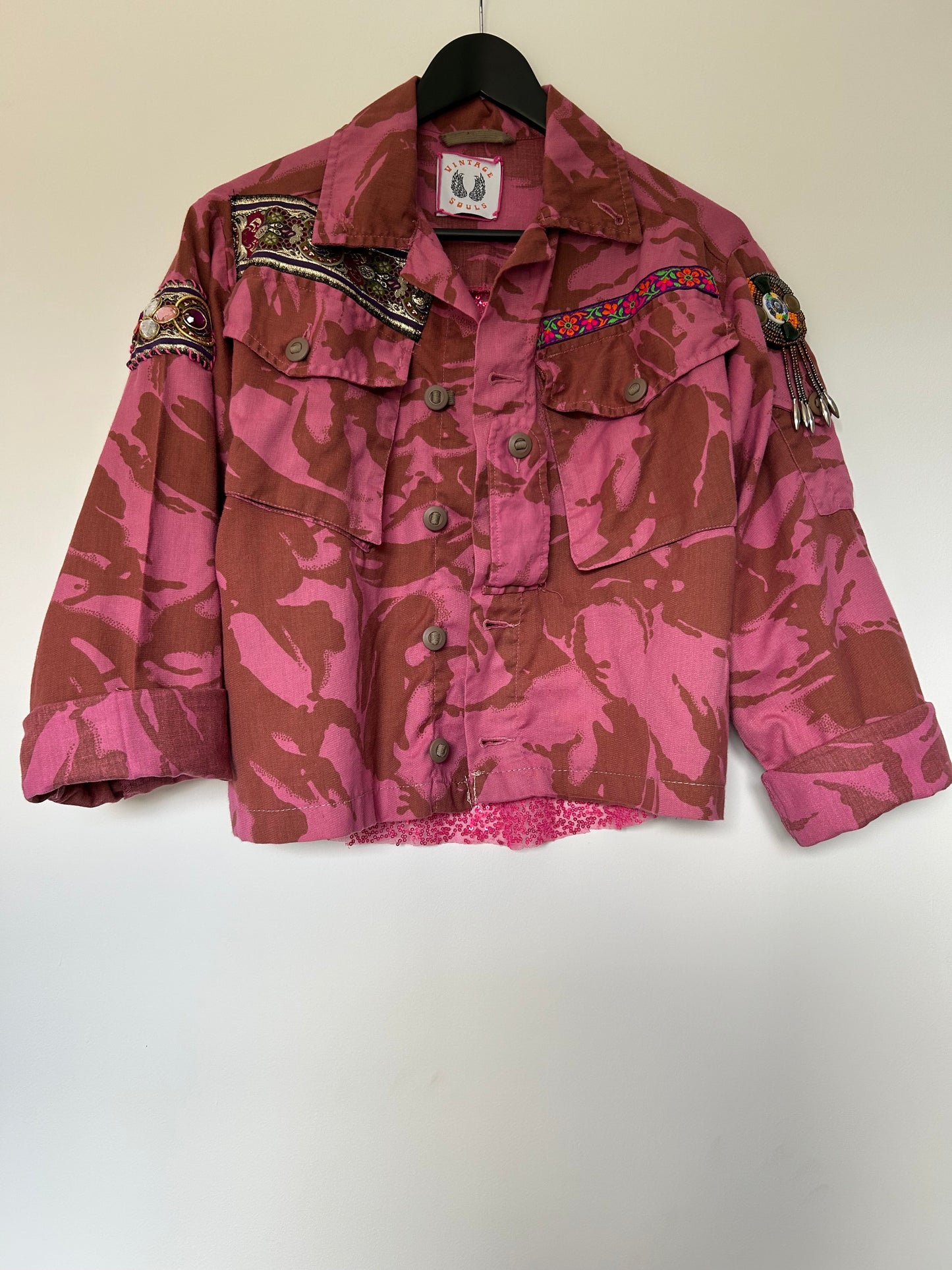 PINK DYED CAMO JACKET - FLOWERS