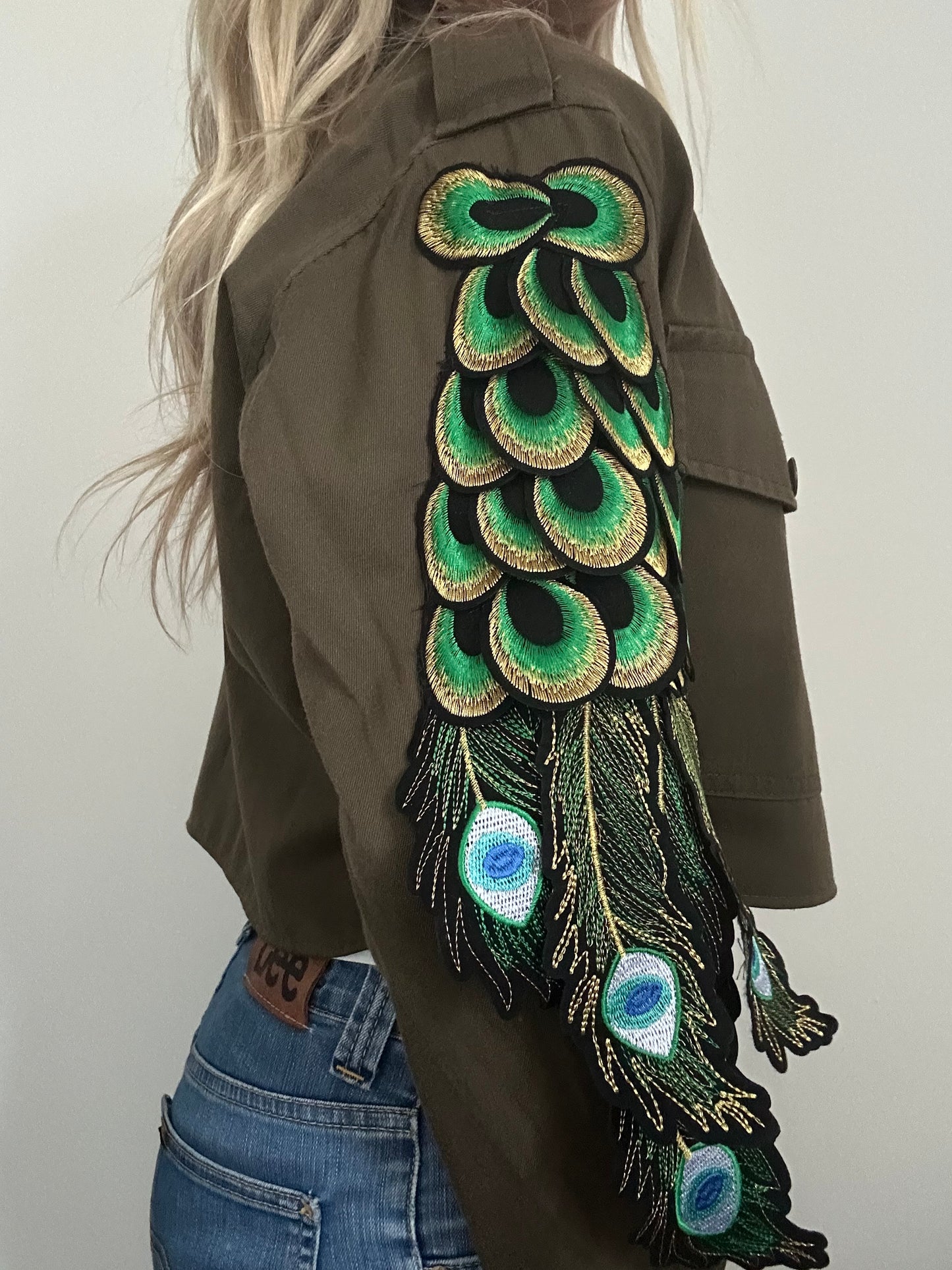 PINK FLOWER PEACOCK UTILITY JACKET M/L