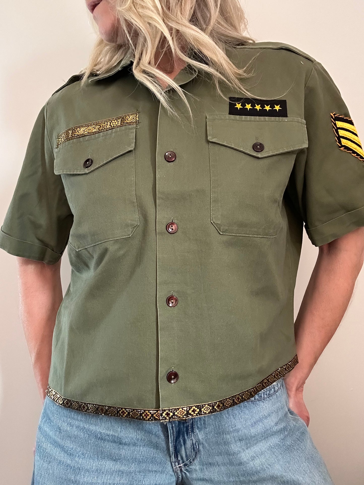 Metallic Bronze Star Army Shirt M