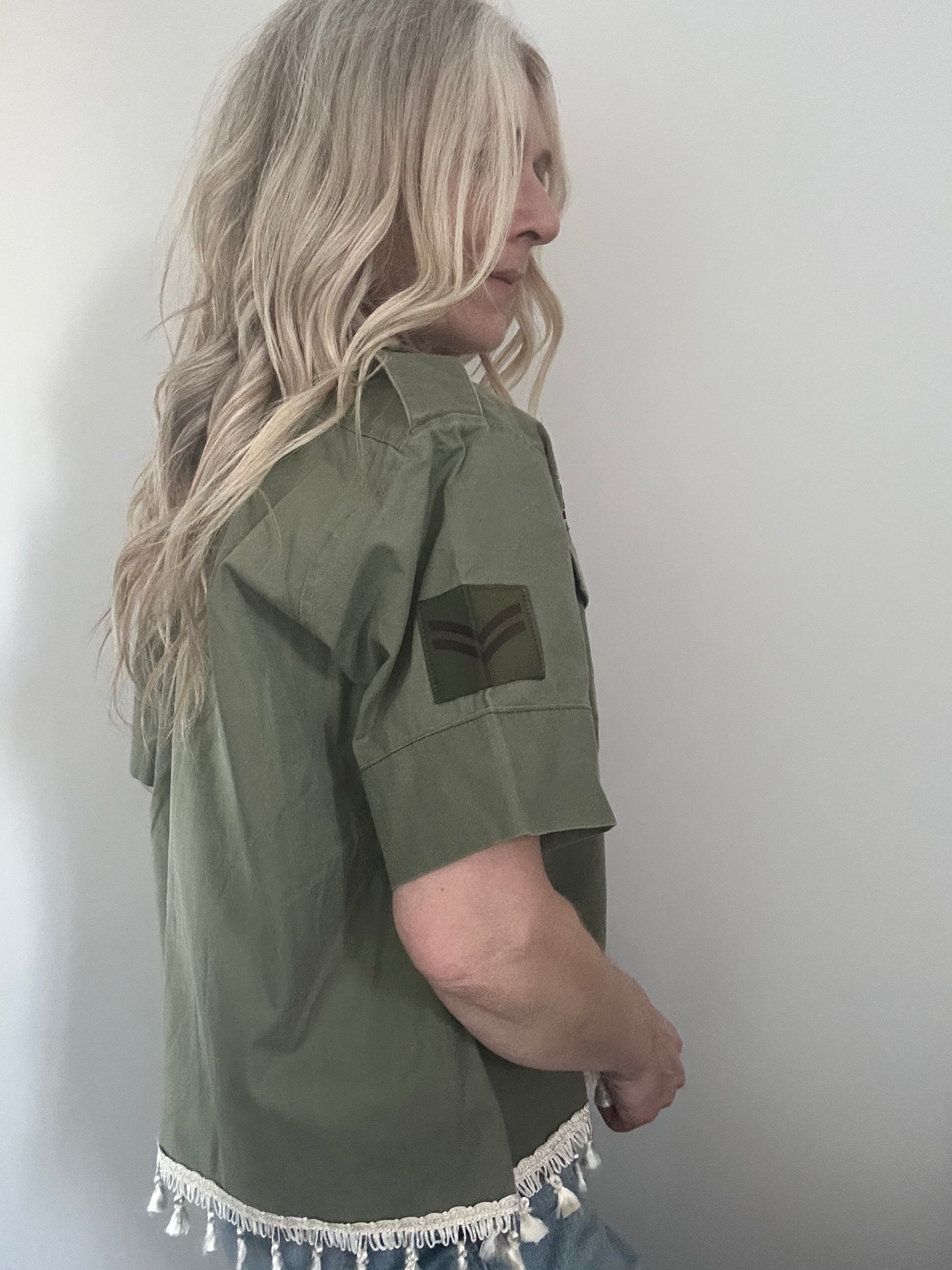 Jewel Tassel Army Shirt M