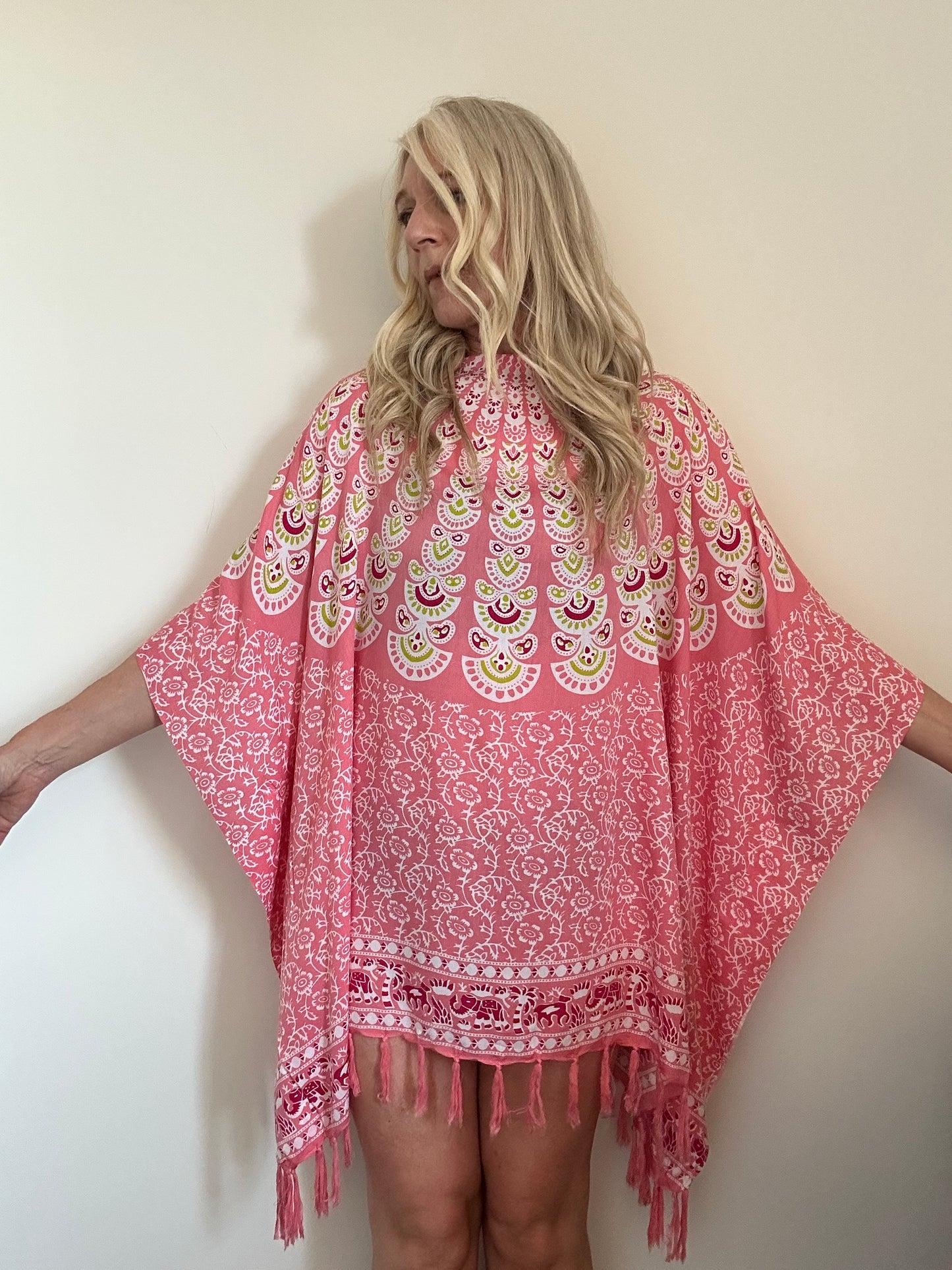 BALI BATWING KAFTAN - CORAL PINK