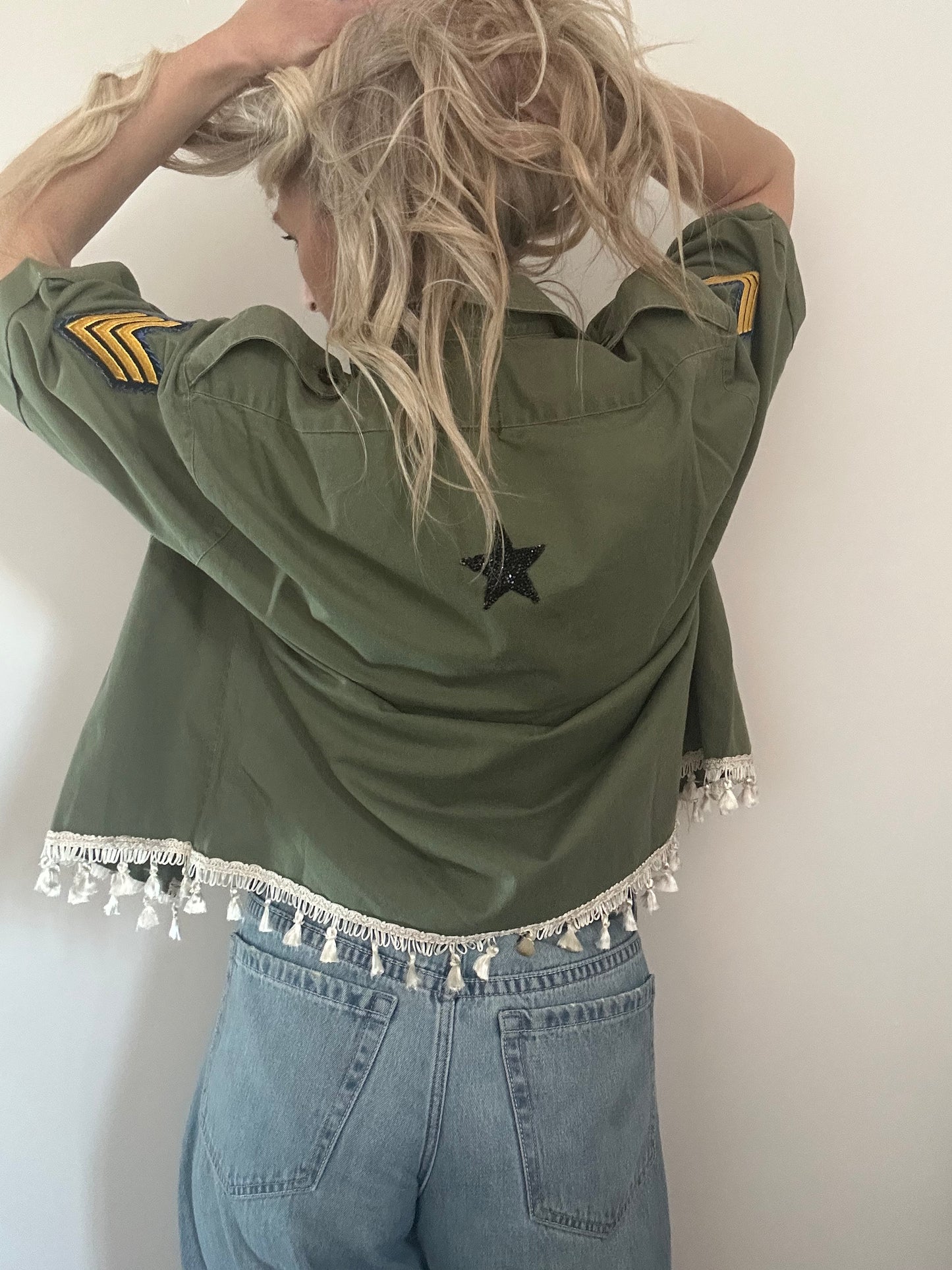 Cream Tassel Star Army Shirt M