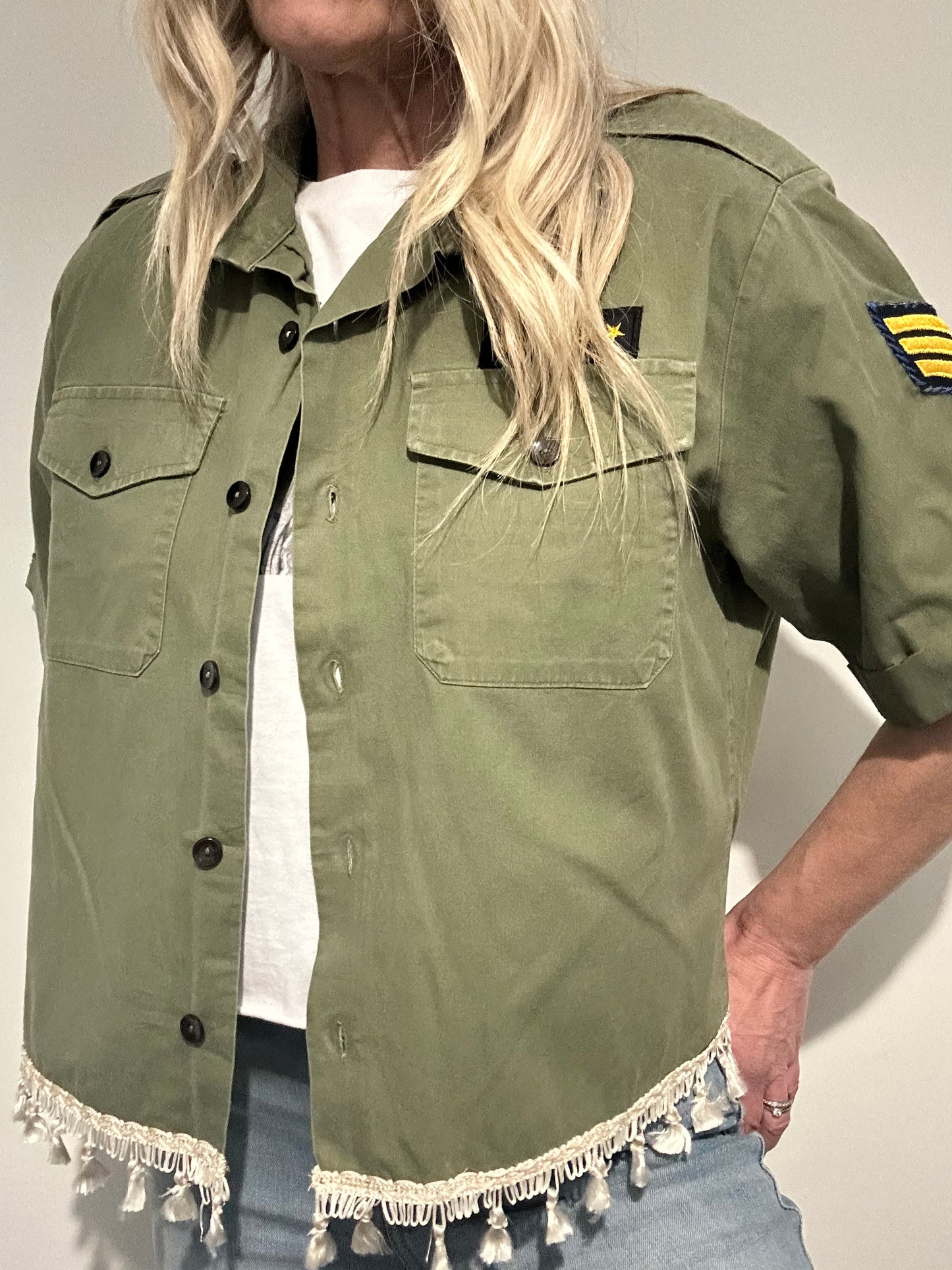 Cream Tassel Star Army Shirt M