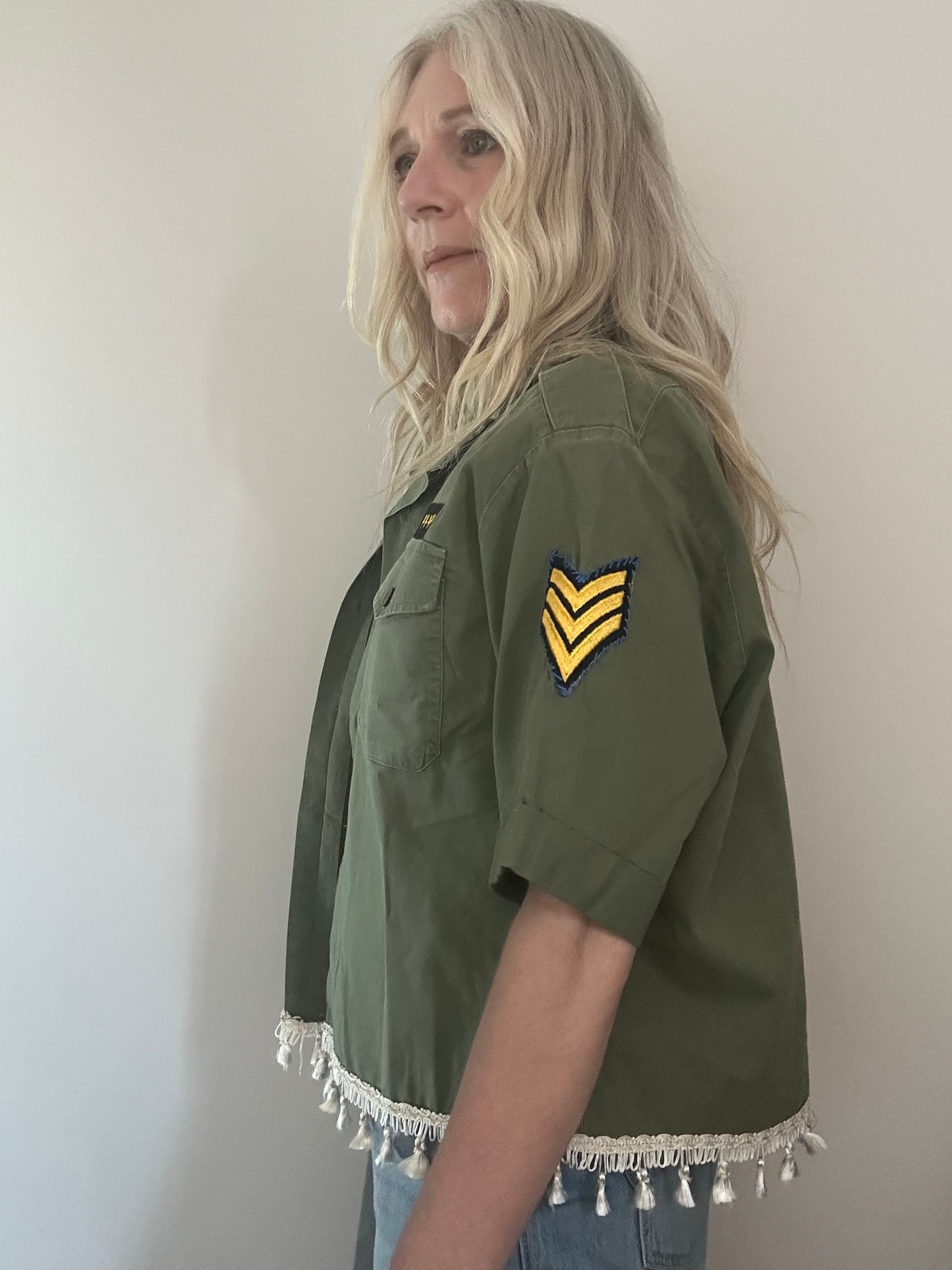 Cream Tassel Star Army Shirt M