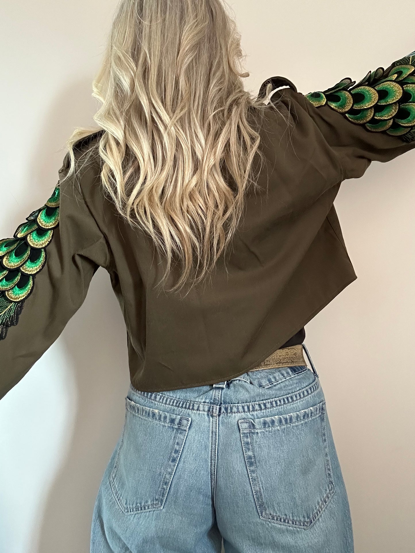 PINK FLOWER PEACOCK UTILITY JACKET M/L