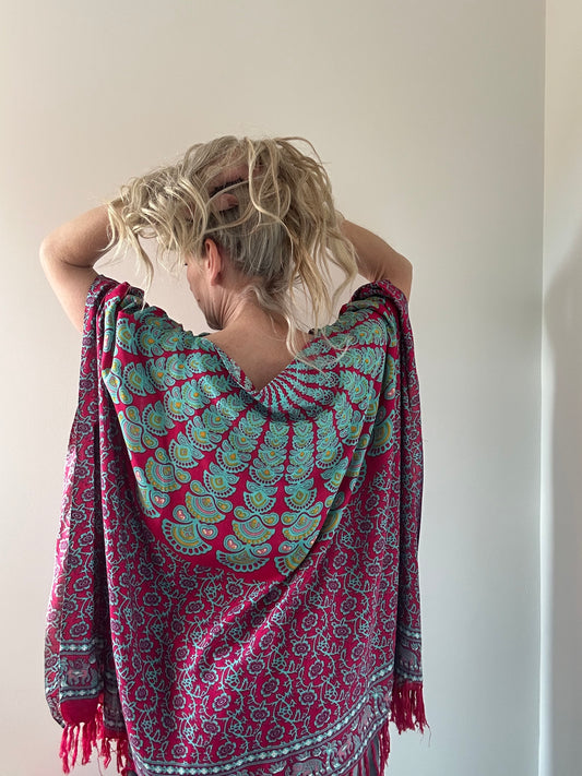 BALI BATWING KAFTAN - HOT PINK