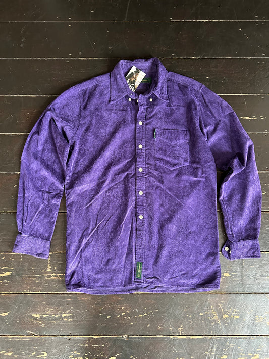 Purple Ben Sherman Corduroy Slim Fit Shirt 4XL