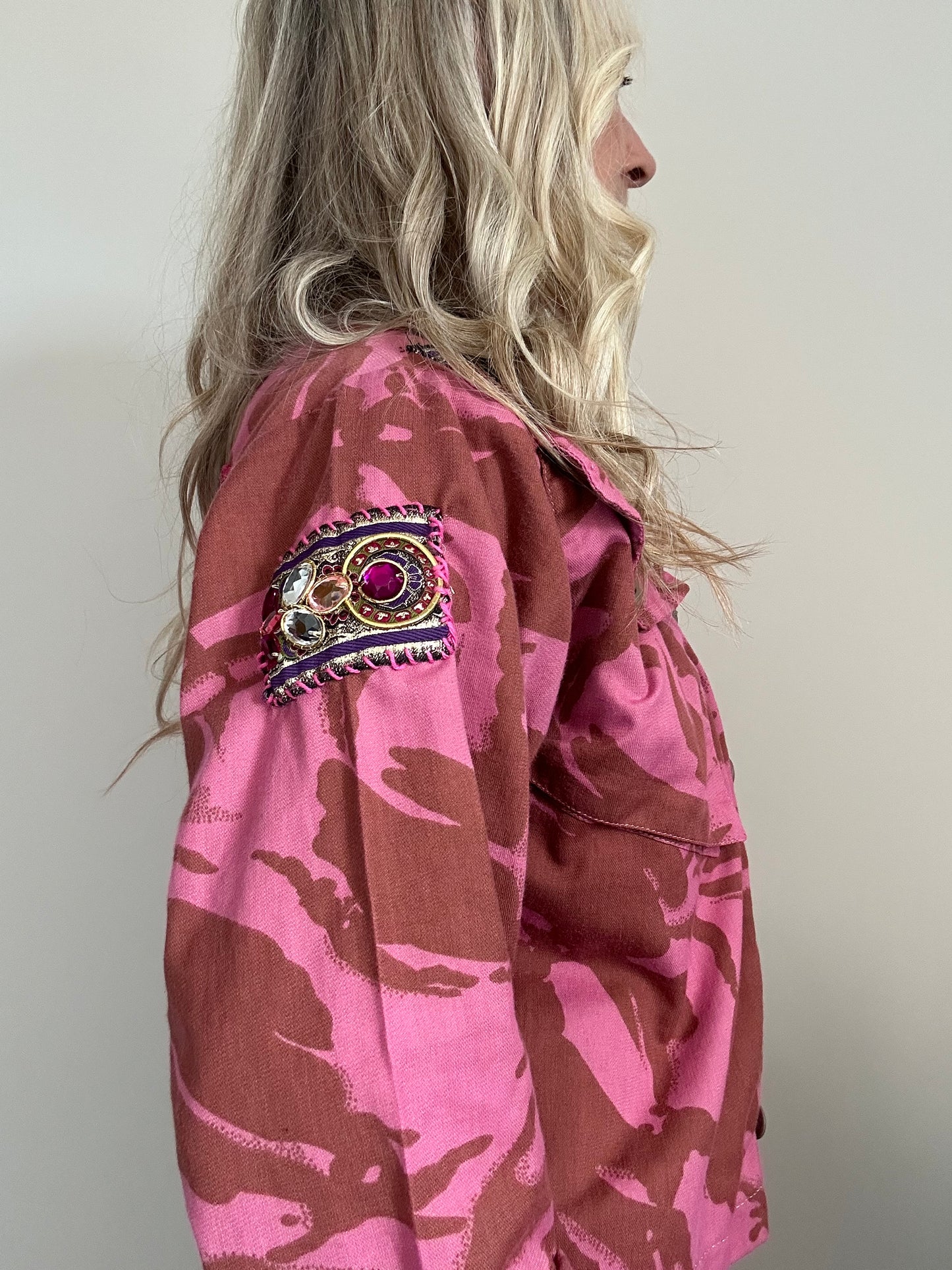 PINK DYED CAMO JACKET - FLOWERS