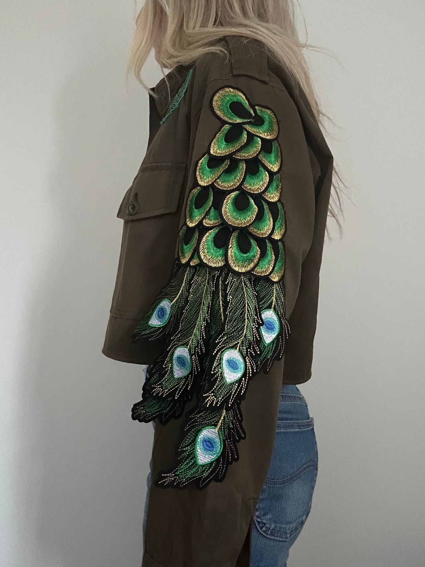 PINK FLOWER PEACOCK UTILITY JACKET M/L
