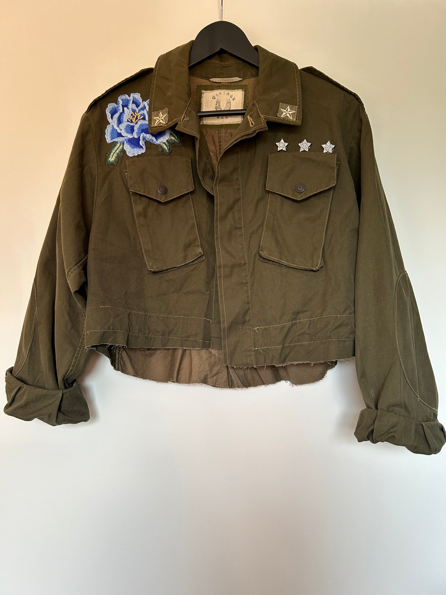 BLUE FLOWERS KHAKI UTILITY JACKET M/L