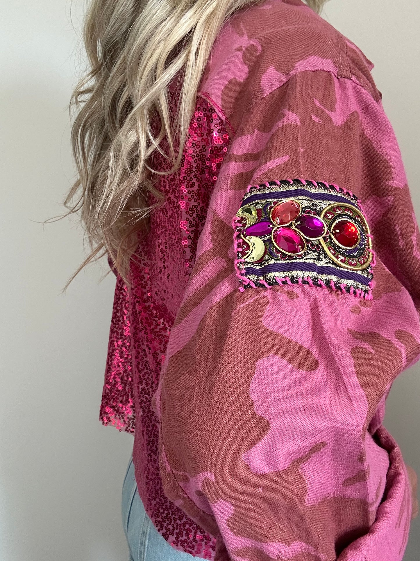 PINK DYED CAMO JACKET - STARS