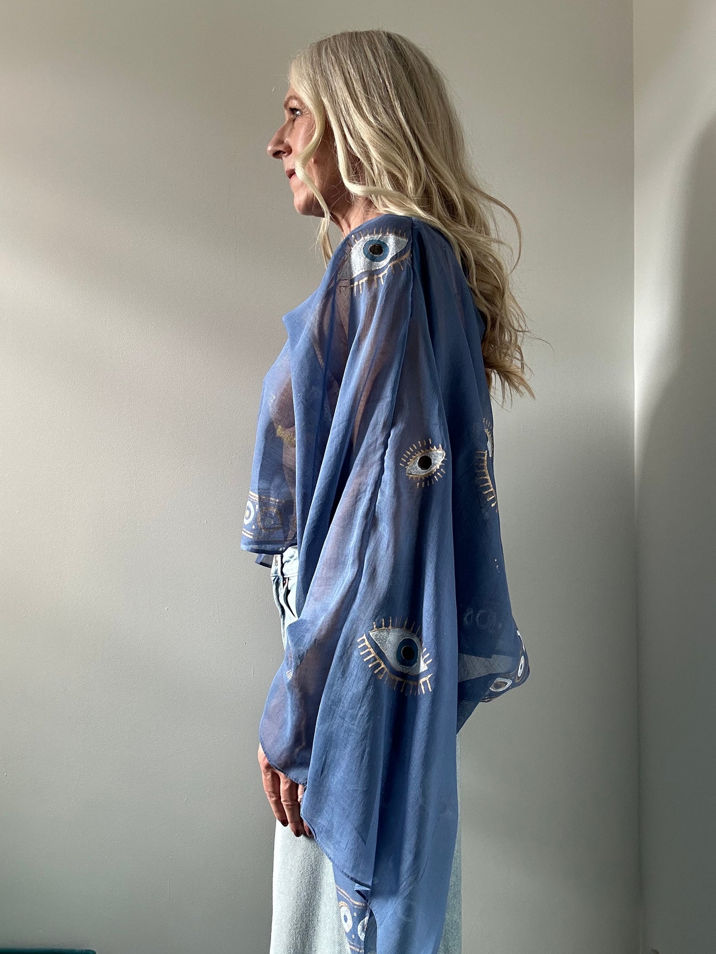BLUE GOLD EGYPTIAN EYE TASSEL TOP