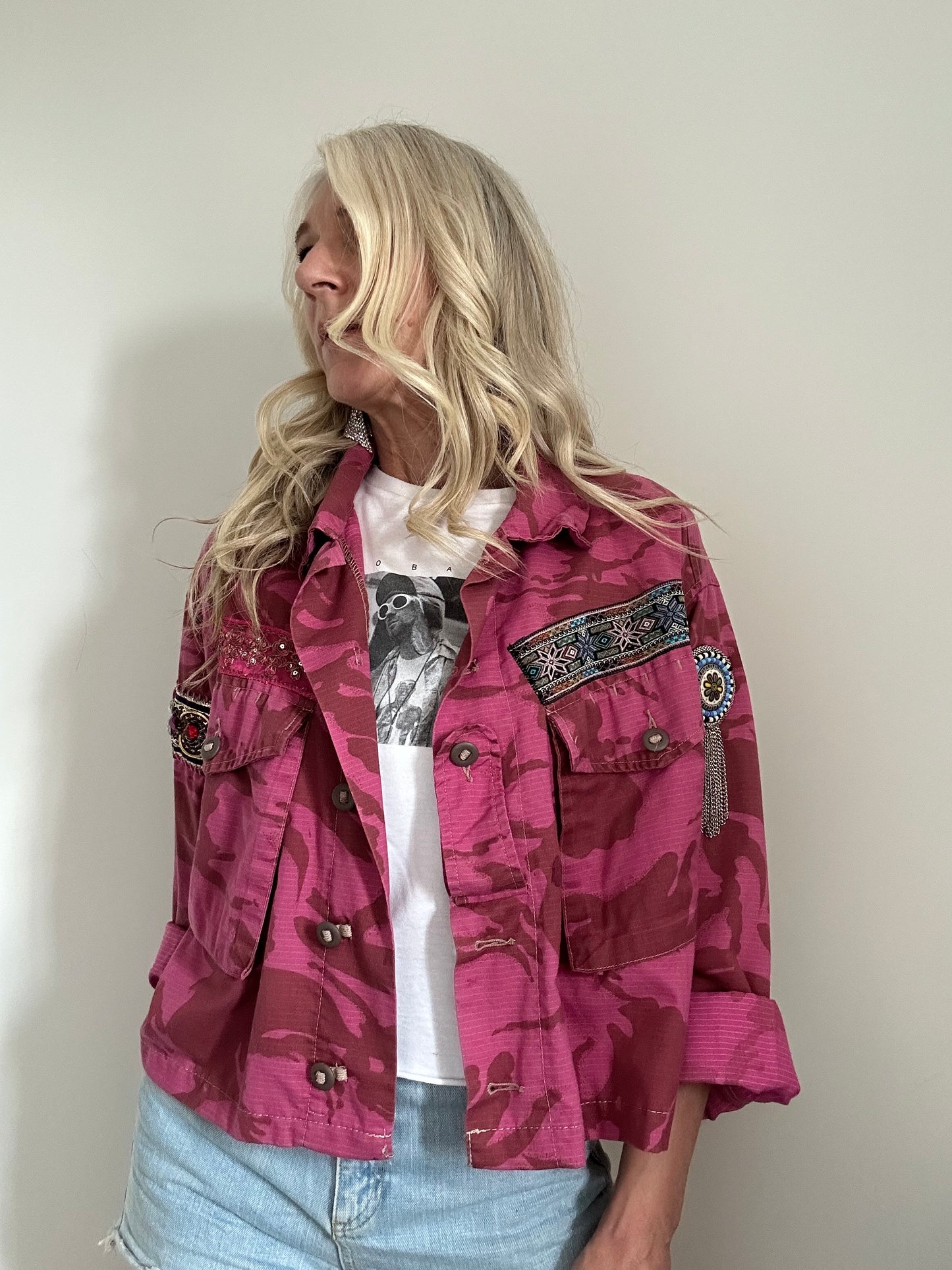 PINK DYED CAMO JACKET - STARS