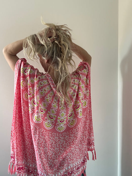 BALI BATWING KAFTAN - CORAL PINK