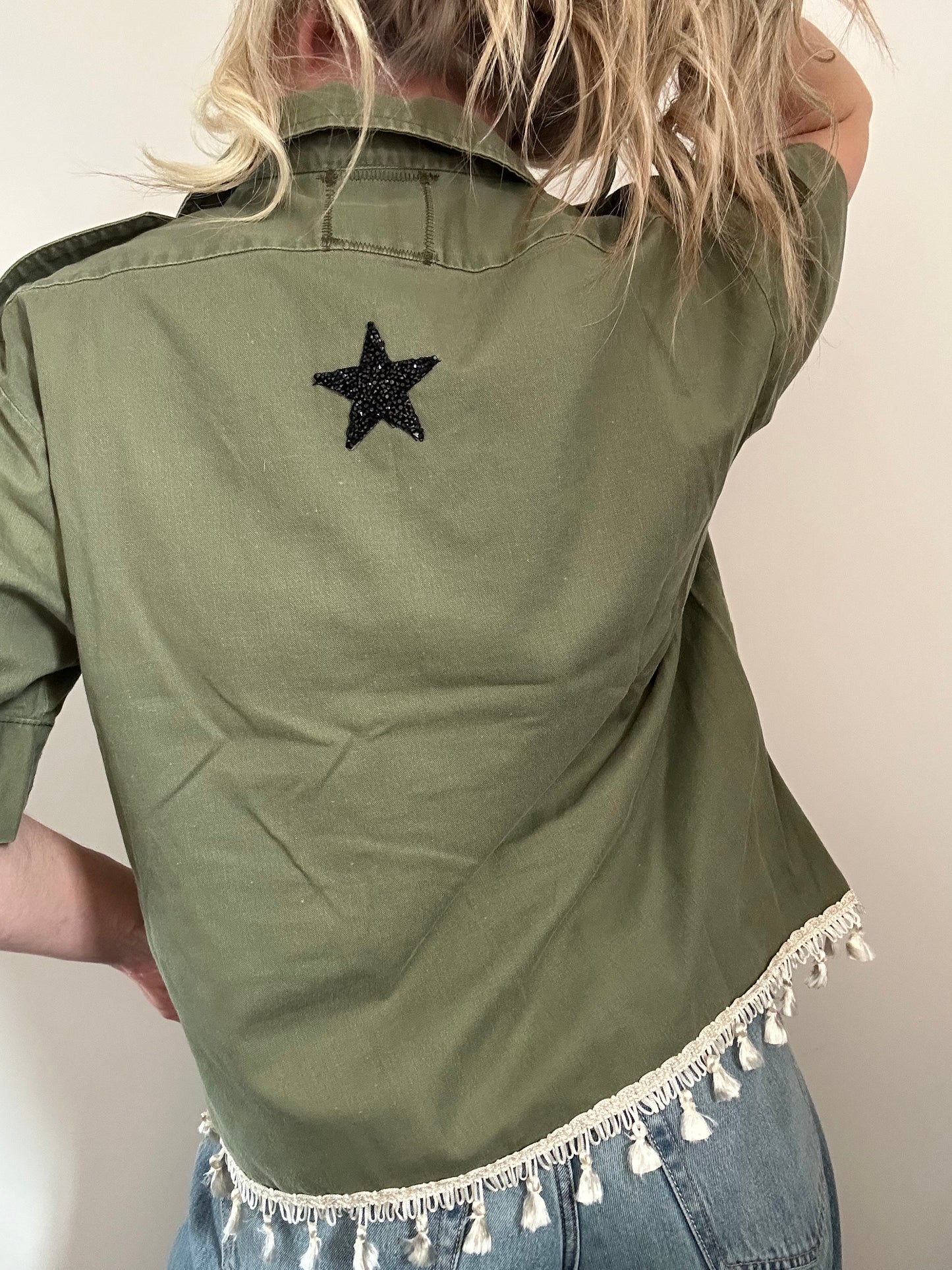 Jewel Tassel Army Shirt M
