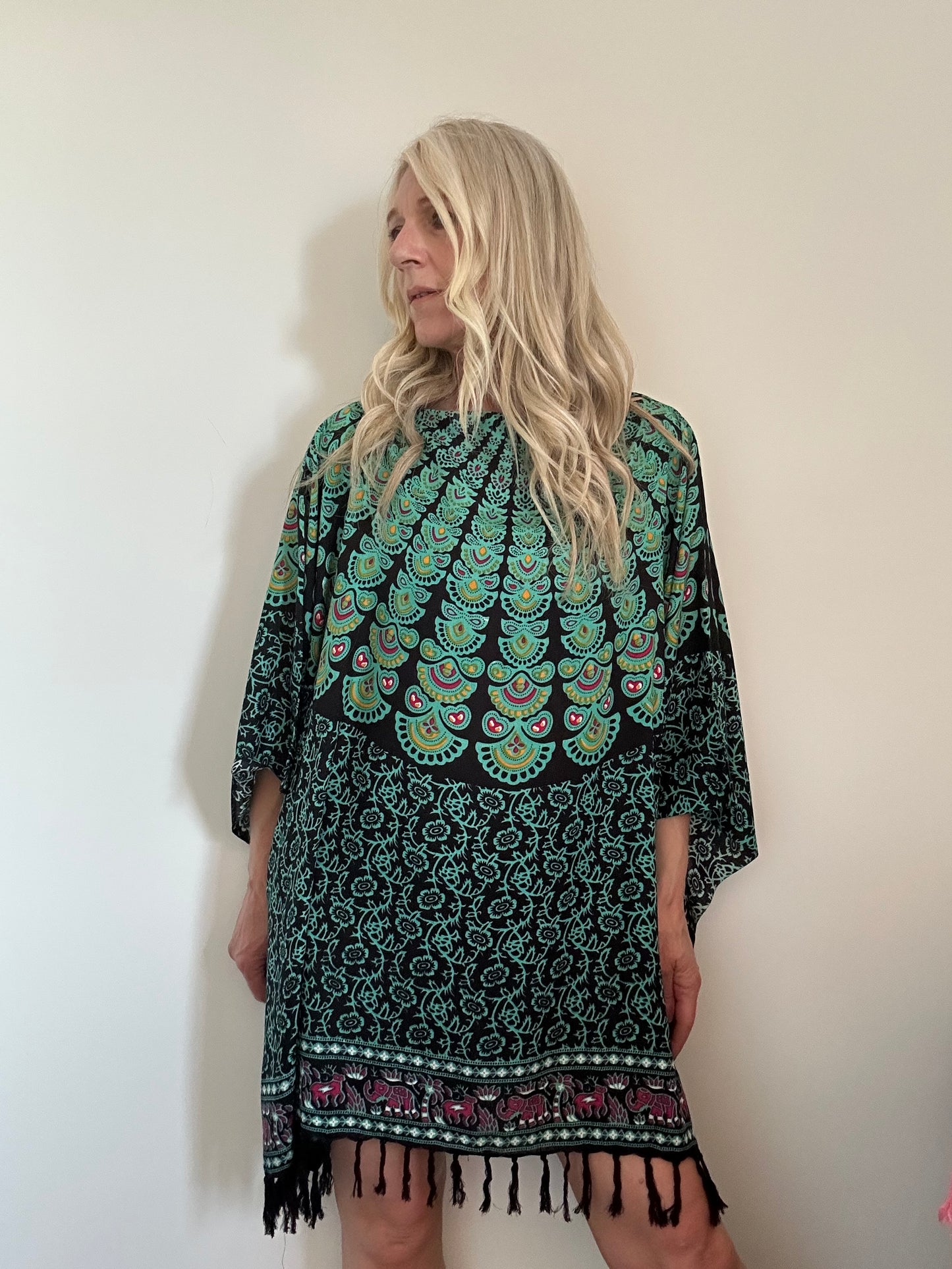 BALI BATWING KAFTAN - NAVY MINT
