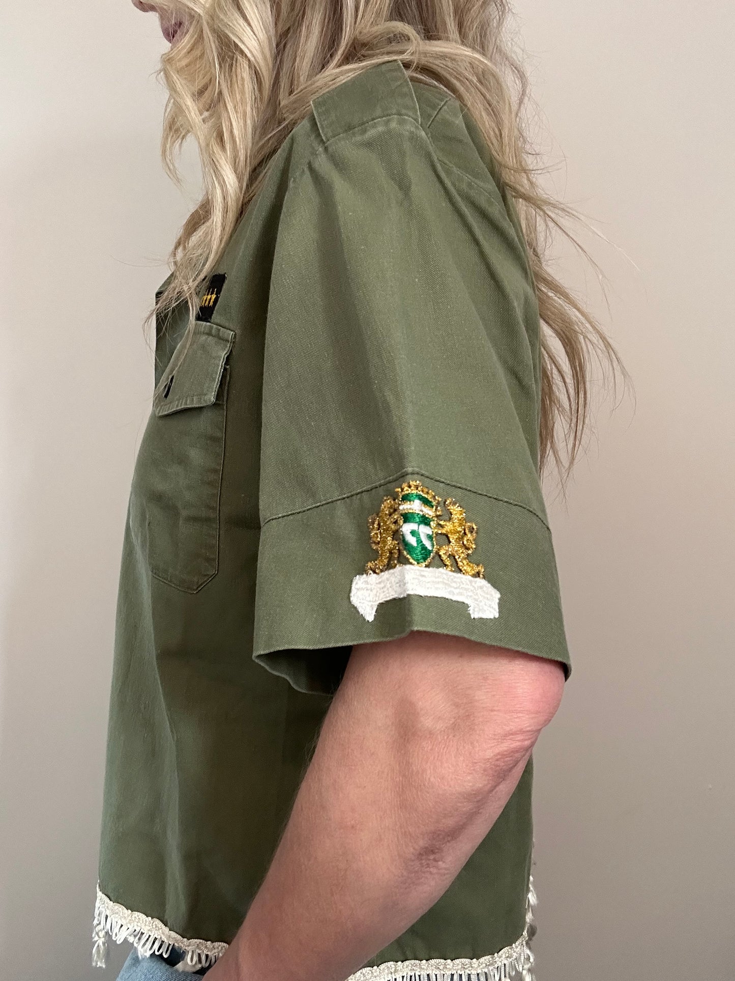Jewel Tassel Army Shirt M