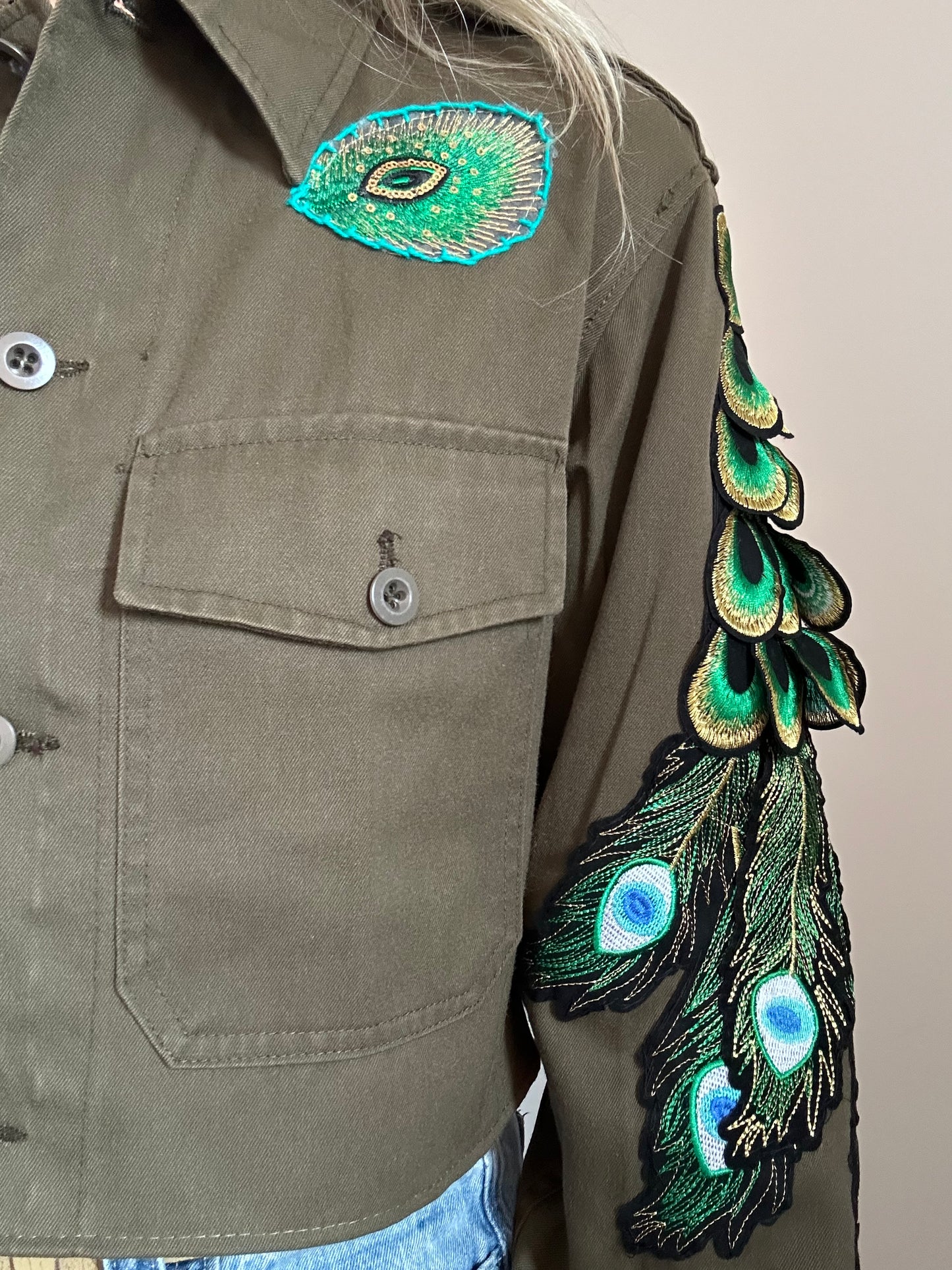 PINK FLOWER PEACOCK UTILITY JACKET M/L