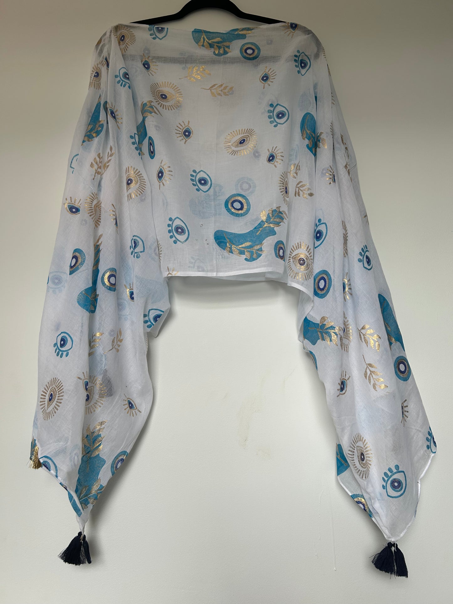 WHITE GOLD EGYPTIAN EYE TASSEL TOP