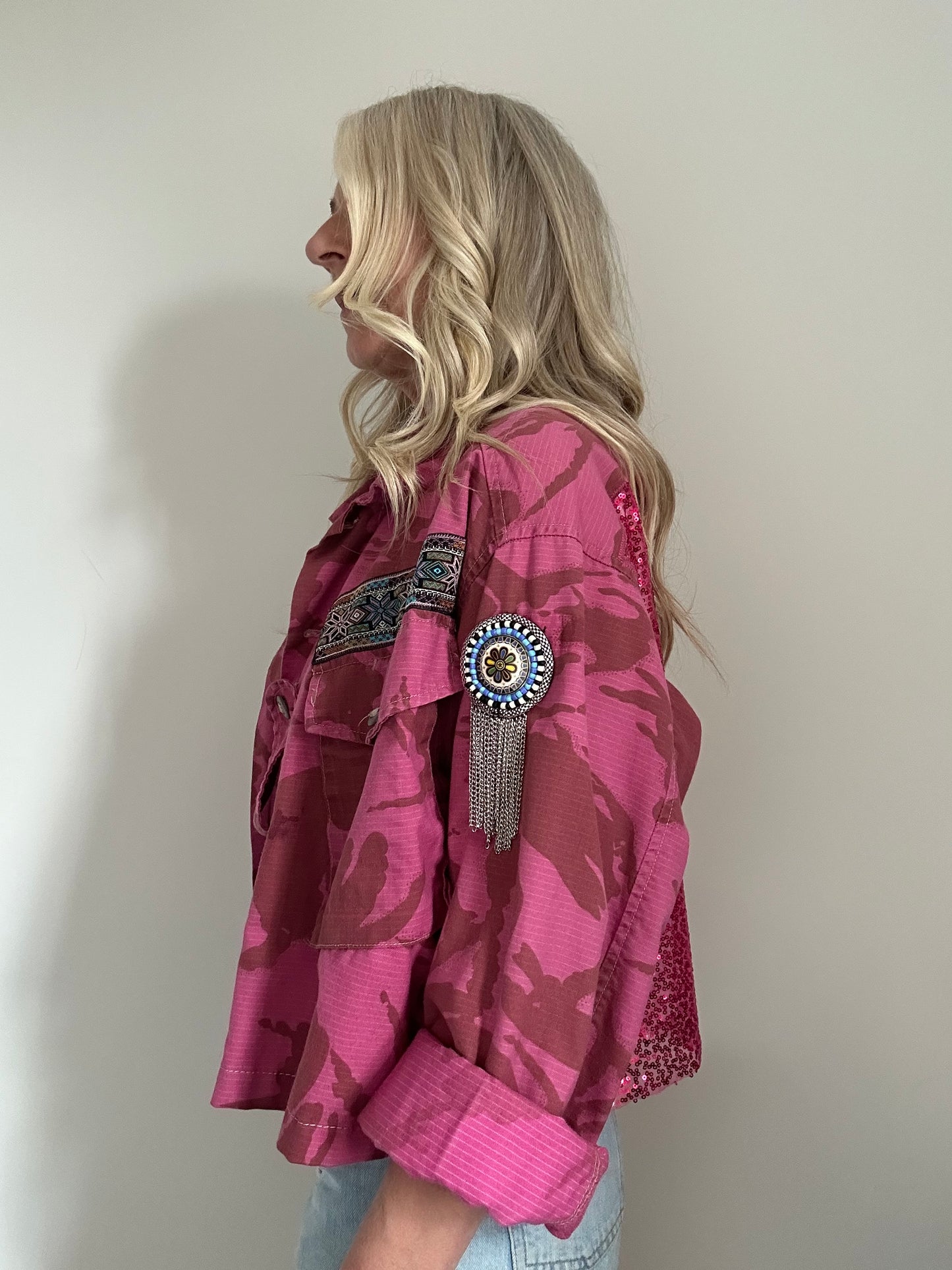 PINK DYED CAMO JACKET - STARS