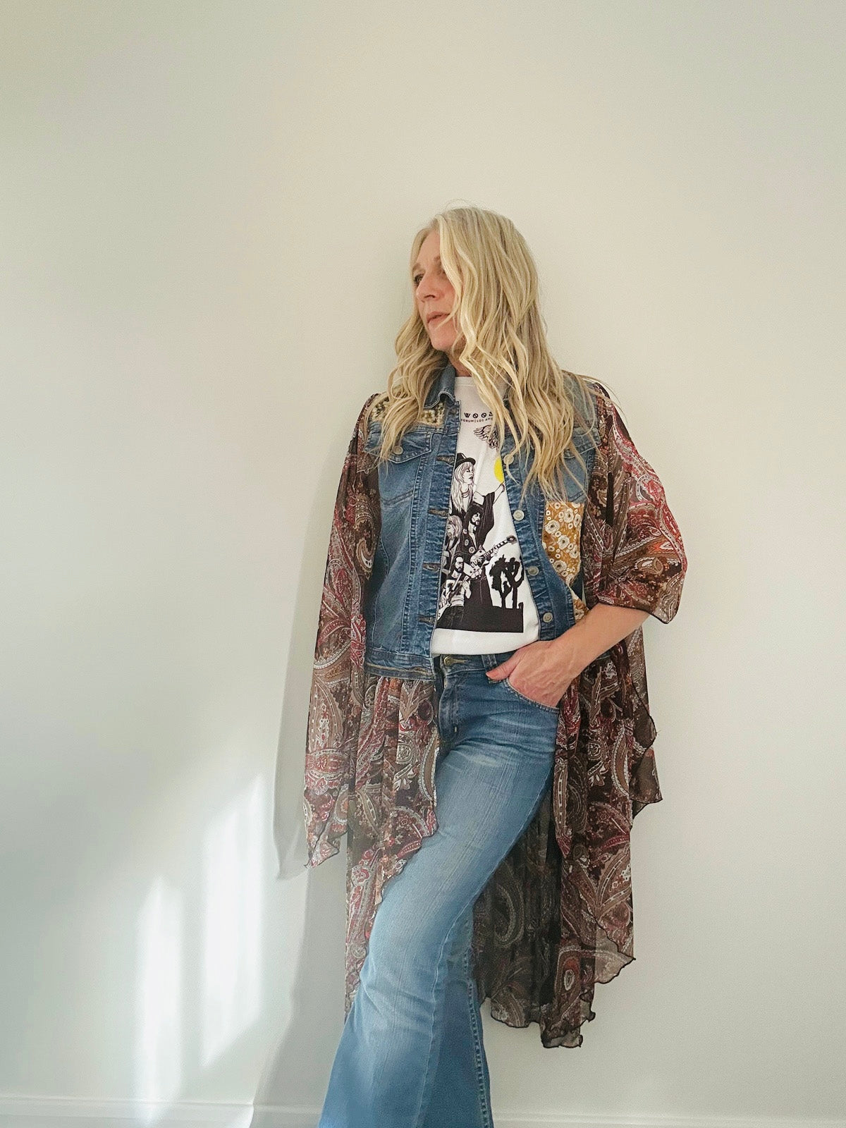 GREEN FLOWER REWORKED DENIM JACKET M