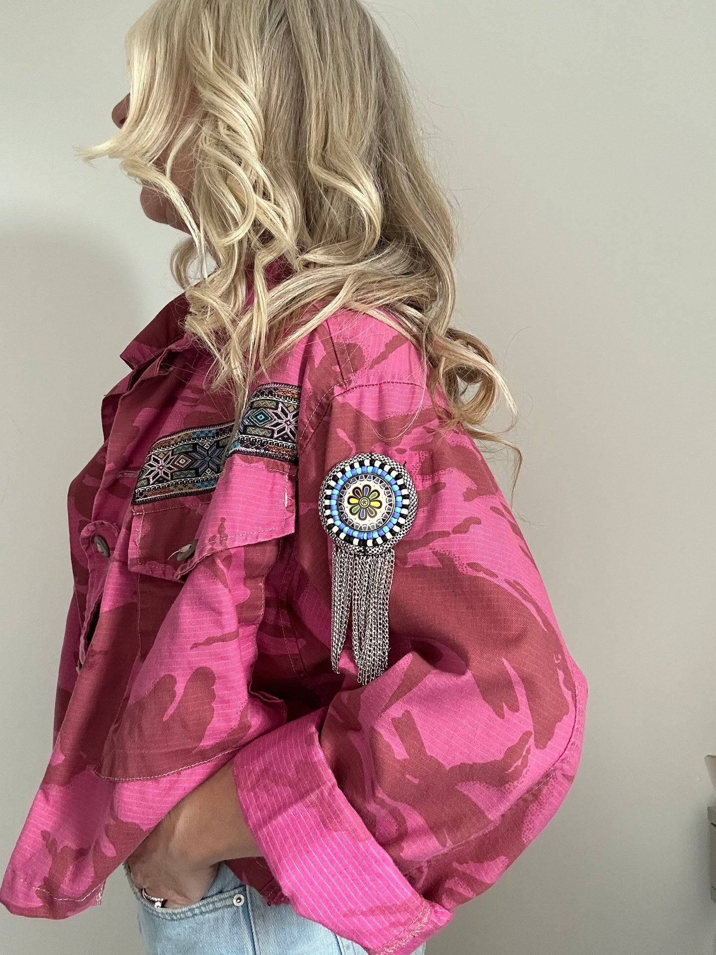 PINK DYED CAMO JACKET - STARS