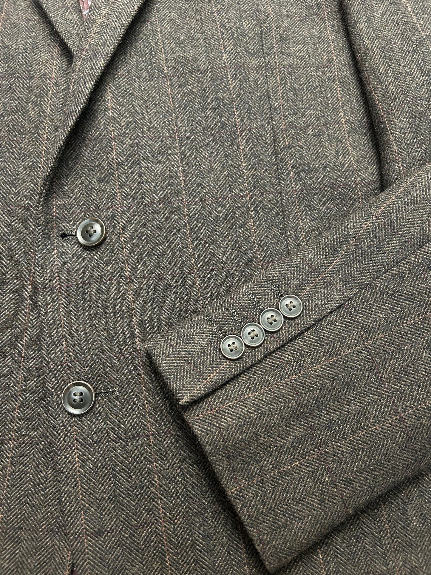 Men’s Earth Brown Herringbone Blazer L