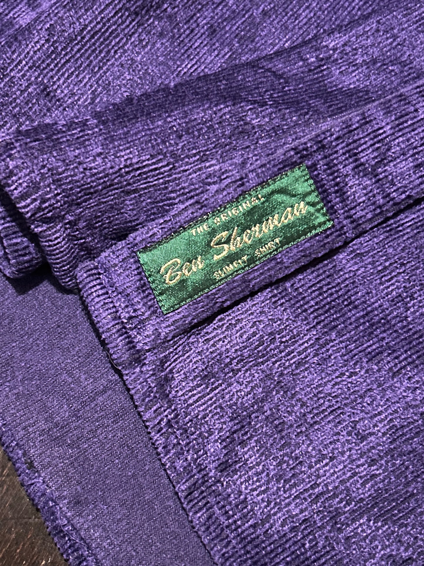 Purple Ben Sherman Corduroy Slim Fit Shirt 4XL