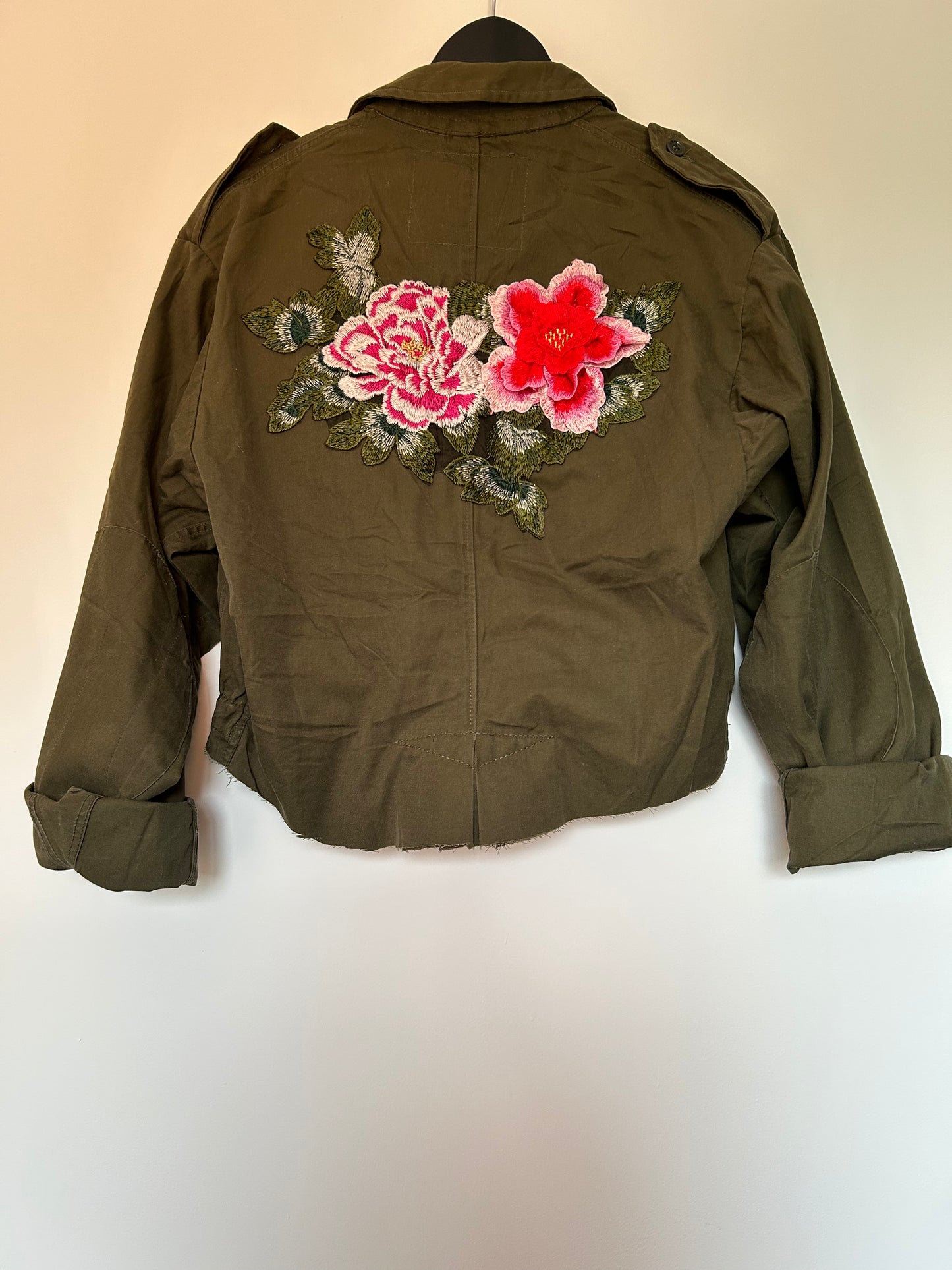 PINK FLOWERS KHAKI UTILITY JACKET M/L