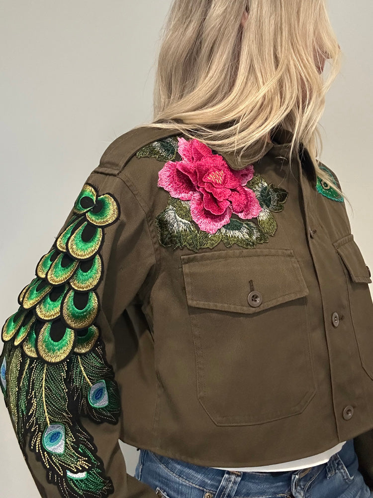 PINK FLOWER PEACOCK UTILITY JACKET M/L