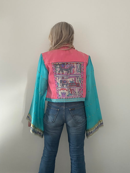 REWORKED PINK ELEPHANT DENIM JACKET M/L