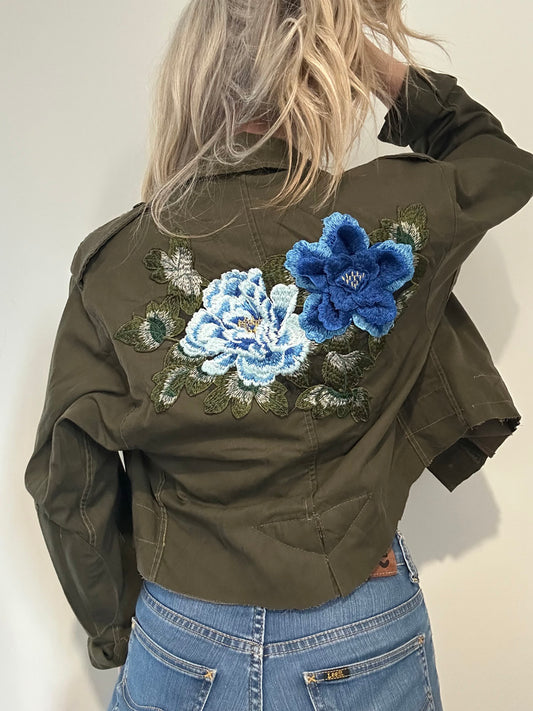 BLUE FLOWERS KHAKI UTILITY JACKET M/L