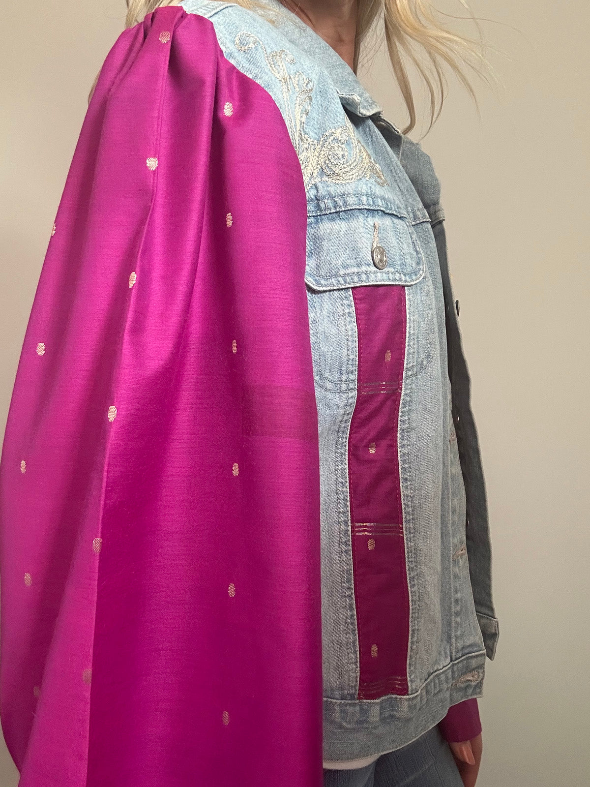 REWORKED PURPLE TASSEL DENIM JACKET M/L