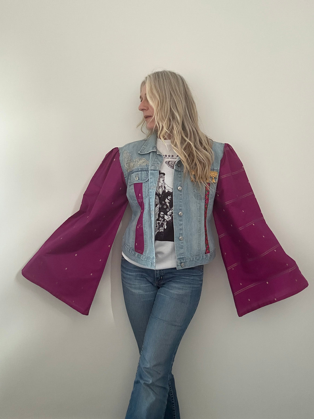 REWORKED PURPLE TASSEL DENIM JACKET M/L