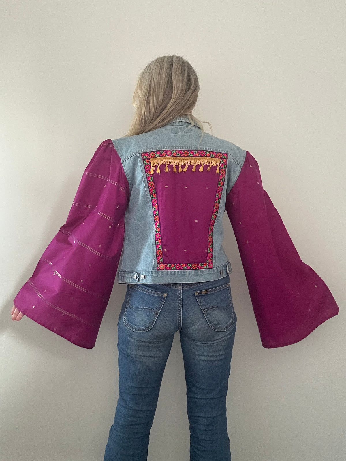 REWORKED PURPLE TASSEL DENIM JACKET M/L