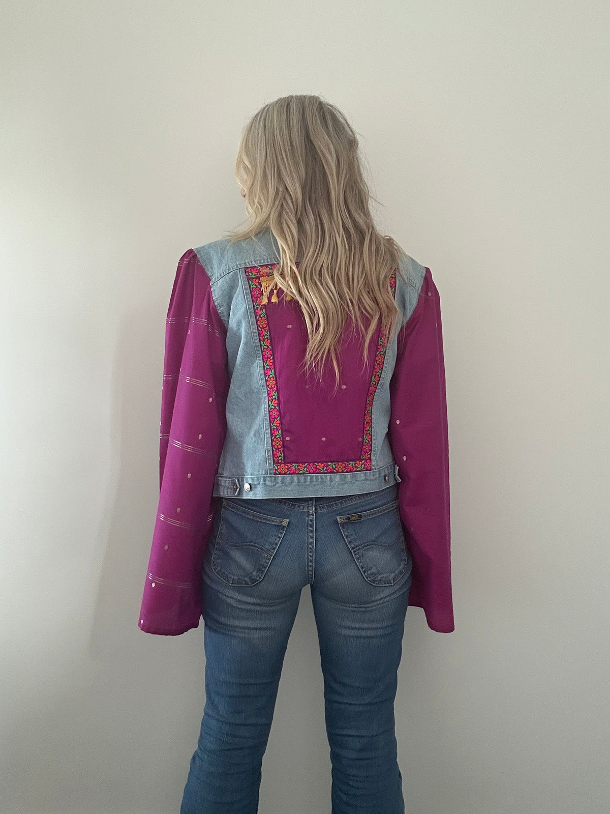 REWORKED PURPLE TASSEL DENIM JACKET M/L