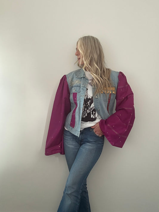 REWORKED PURPLE TASSEL DENIM JACKET M/L
