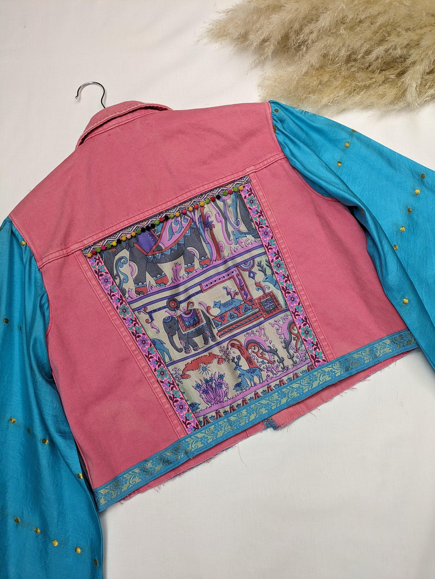 REWORKED PINK ELEPHANT DENIM JACKET M/L